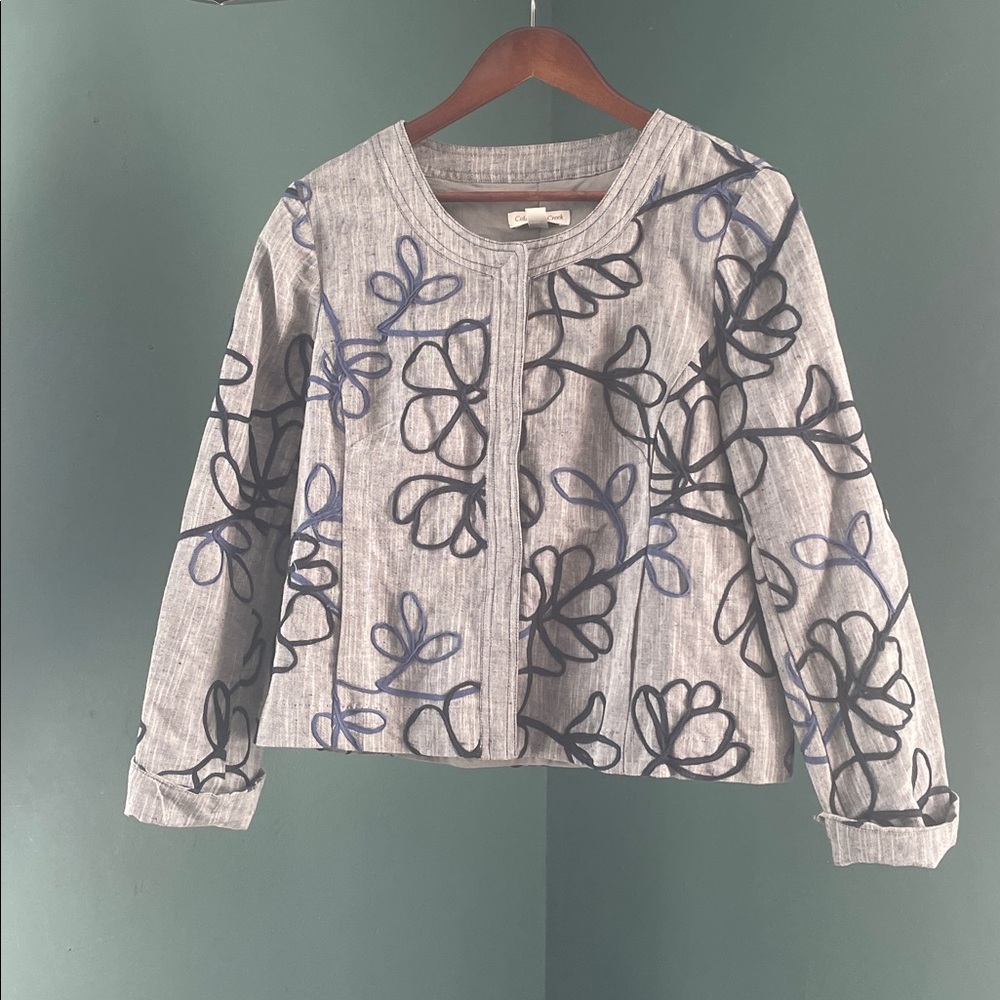 Coldwater Creek Charcoal and ribbon jacket